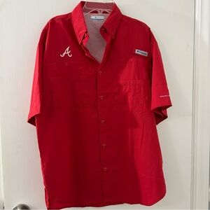 Columbia PFG Omni shade Atlanta Braves shirt Small Red NWT